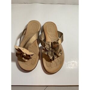 B.O.C Flower‎ Thong Sandals Bronze Metallic Comfort Flats Size 9M